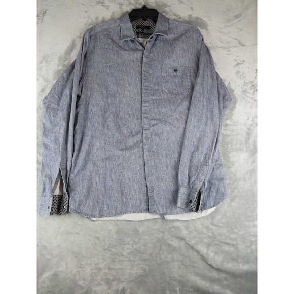 Ted Baker Shirt Men's Small Blue Chambray Button Down Pattern Cuff Cotton - Picture 1 of 9